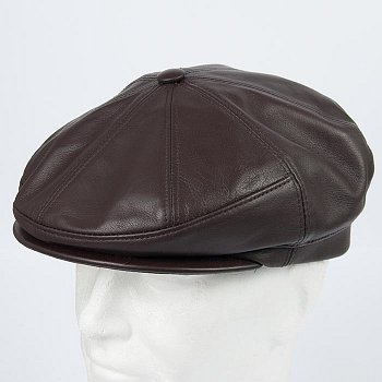Leather flat cap 9318-88-5367