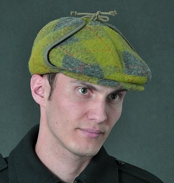 Men's flat cap with earflaps 6318-110-0-7403