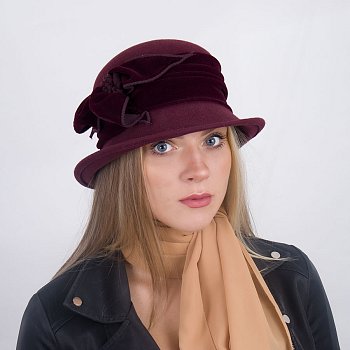 Women's wool hat 13862 burgundy