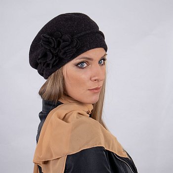Women's beret Froneris brown melange