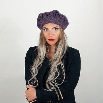 Women's wool beret Flok purple