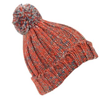 Knitted hat with pompom 171052HC Orange
