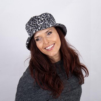 Women's hat with leopard pattern 218702HH gray 58