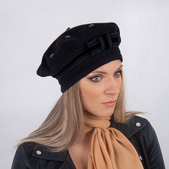 Women's beret Silja without bobble black