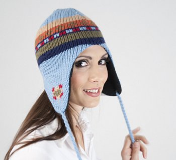 Knitted hat with braids W3-G07P