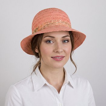 Women's straw hat 23161 salmon