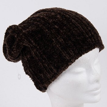 Knitted hat 19359 gray / brown