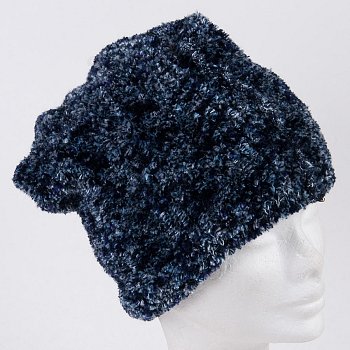 Knitted hat 19359 dark blue melange