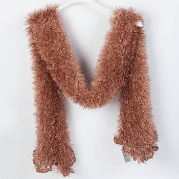 Women's shaggy scarf Sala_strapata cinnamon