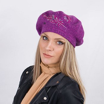 Women's beret Flitesa without bobble pink