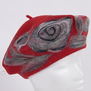 Women's wool beret Flora-hand-made
