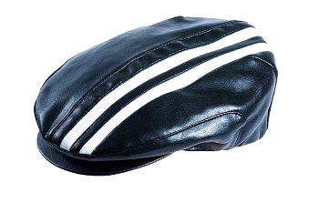 Men's leather flat cap 3168-5-4353 black 55